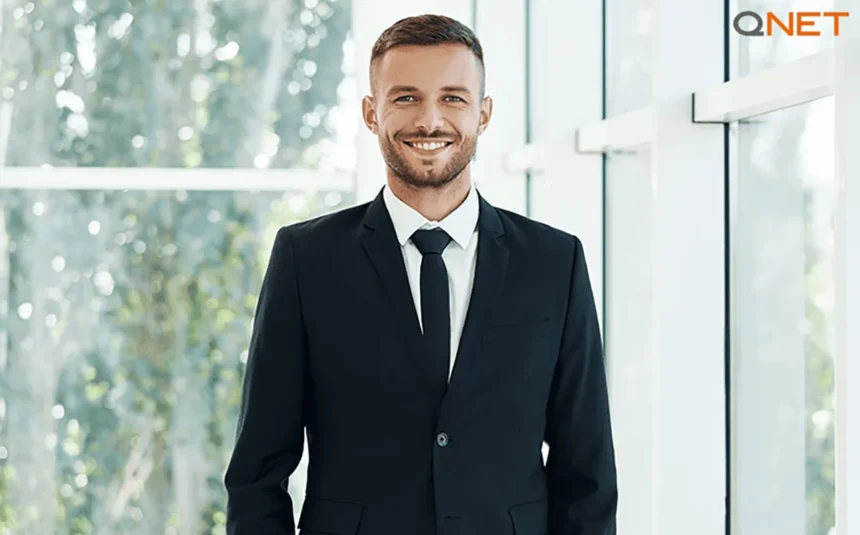 A successful direct seller looking at the camera