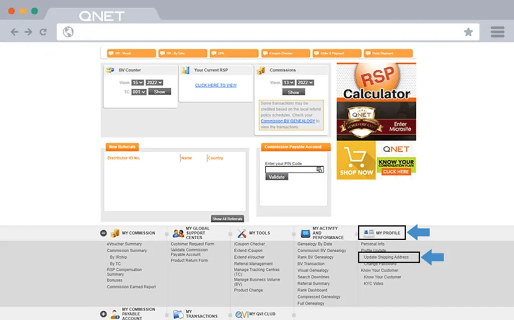 ‘My Profile’ button at the bottom of the QNET India VO