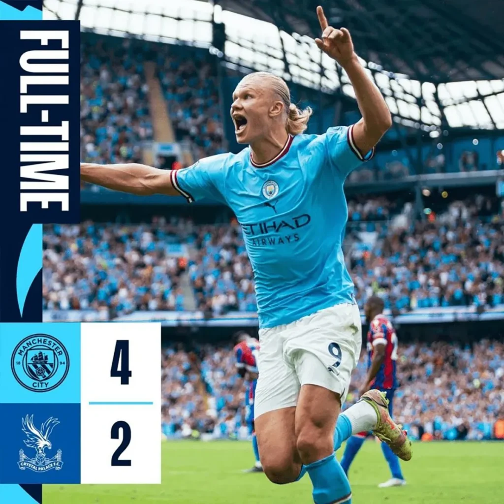 Erling Haaland scores a hattrick against Crystal palace in Premier League 2022-23