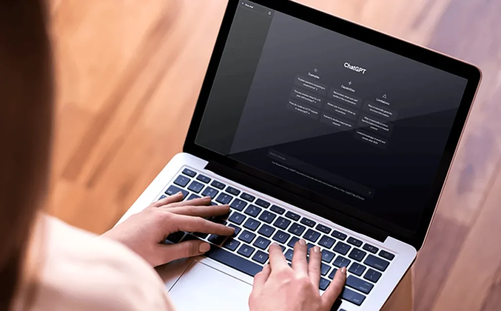 A woman using ChatGPT